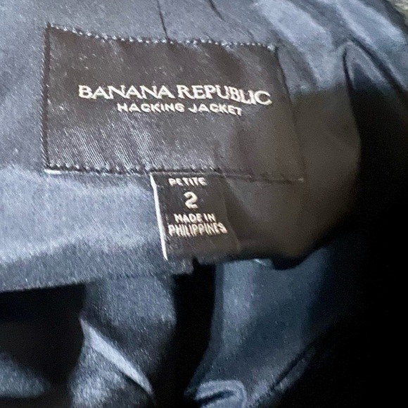 Banana Republic Jacket Womens Size P2 Green Tweed Blended Wool/Silk/Poly - Picture 5 of 6